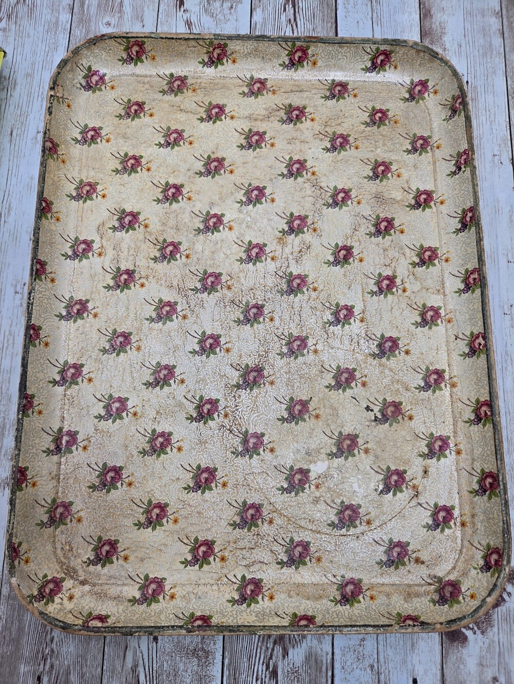 🌸 VINTAGE Large Floral Fiber Glass Serving Tray | Pink Rose Cottagecore 🌿